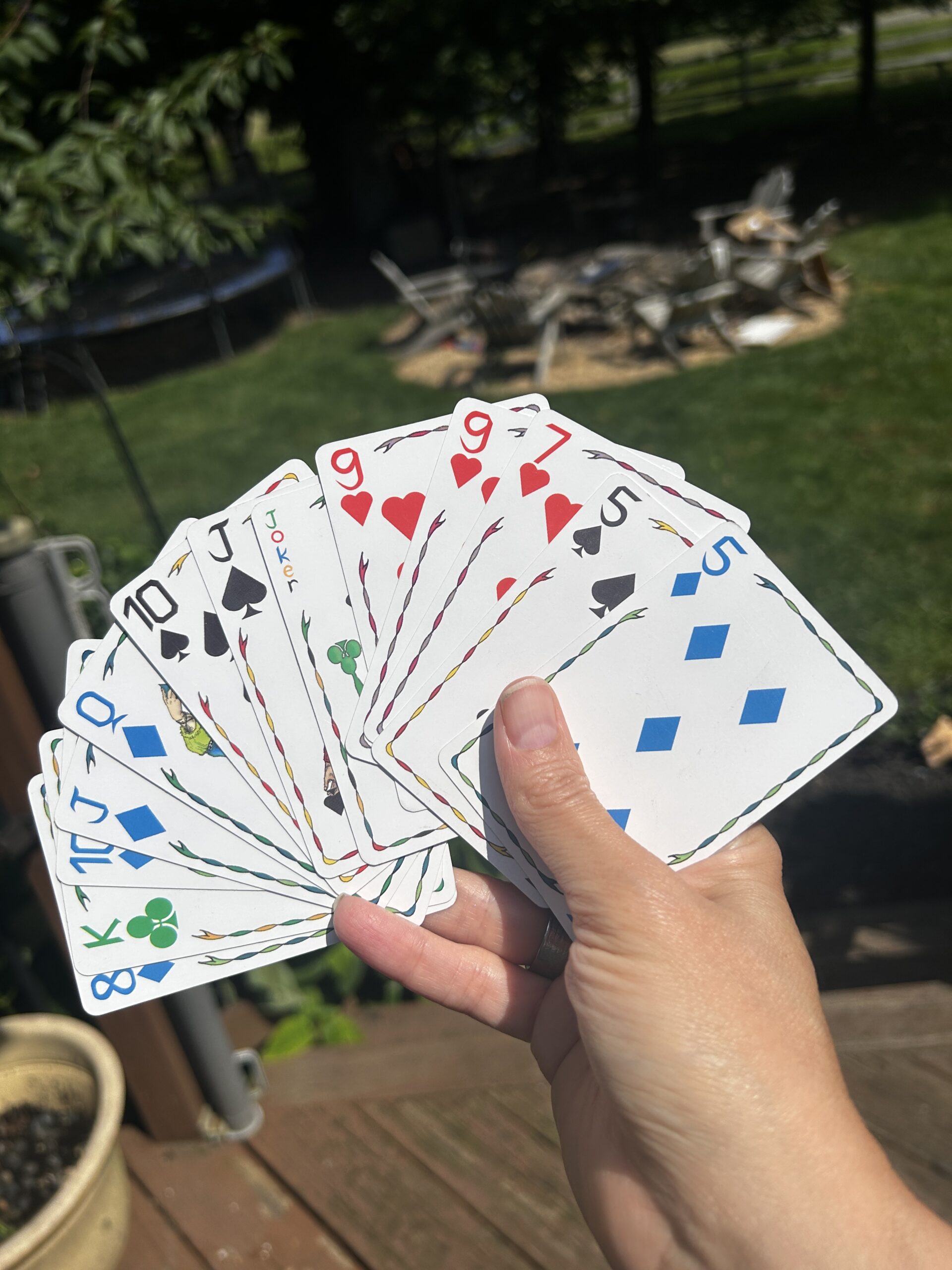 Child playing a card game to practice working memory skills